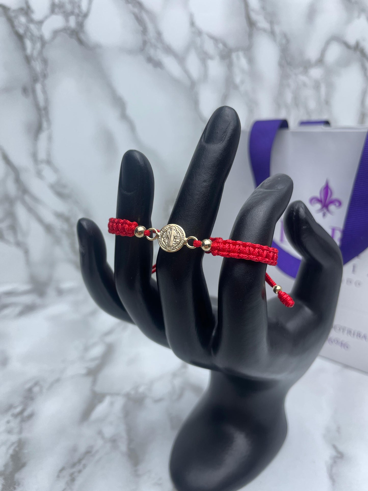Pulsera Tejida Bebe, Herraje San Benito Balin Liso Oro Laminado 18 K RJ