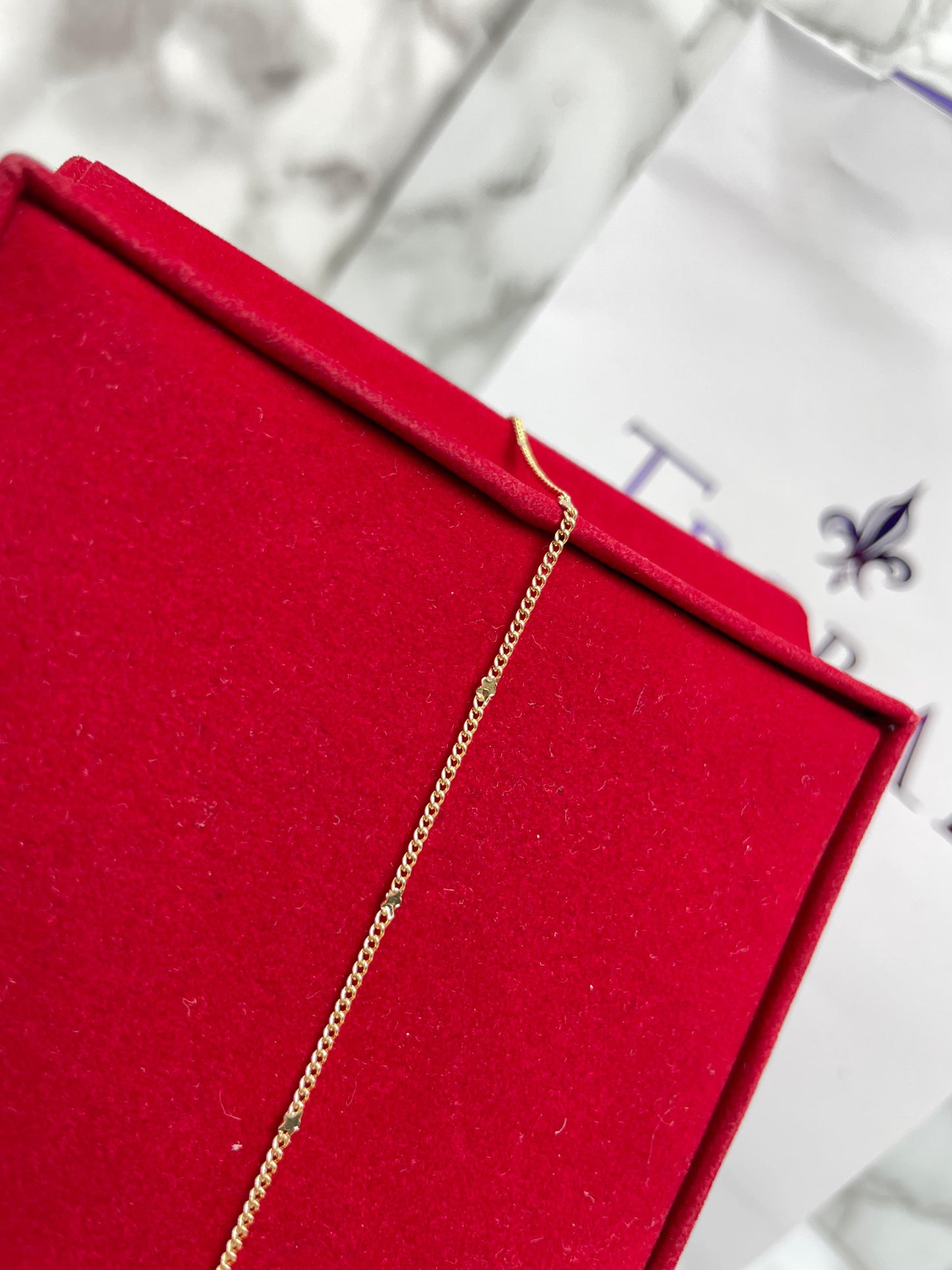 Pulsera Cubana Punto Estrella 1mm 19 cm