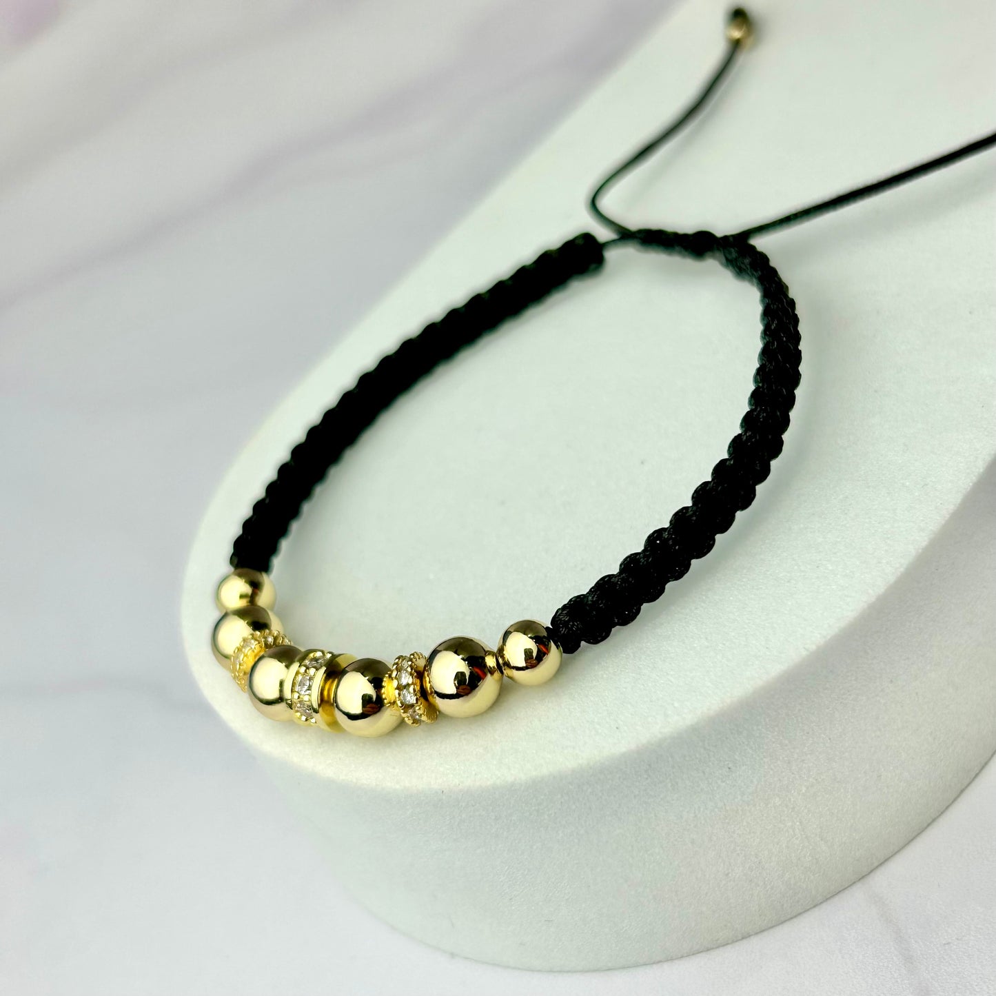 Pulsera Tejida Balin Liso Rondel cristal y Hrj Rondel Luxe OR18K NG