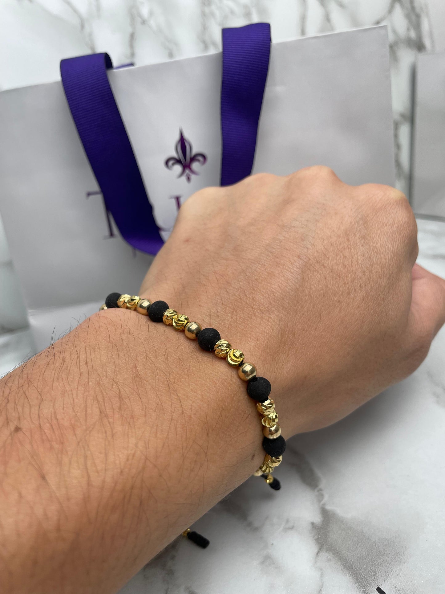Pulsera Full Balin Mixto con Neopreno Oro Laminado 18 K NG