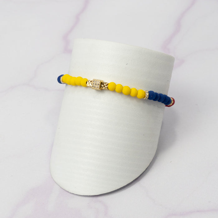 Pulsera Tricolor Full Balin Neopreno con Rondel Cristal y HRJ Nexus cristal Oro Laminado 18 K NG
