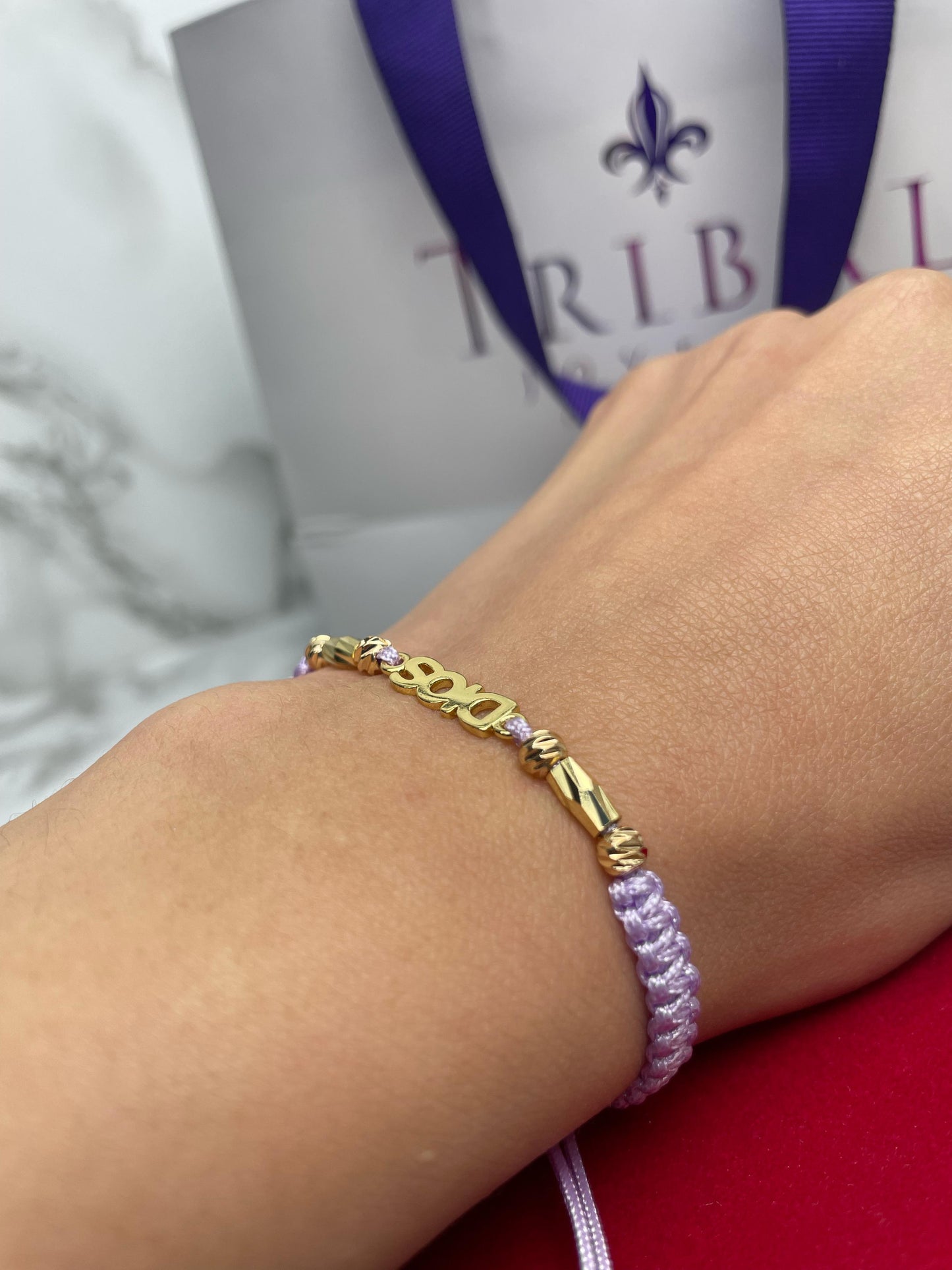 Pulsera Tejida Herraje Dios, Balin Italiano y Canutillo Oro Laminado 18 K LI