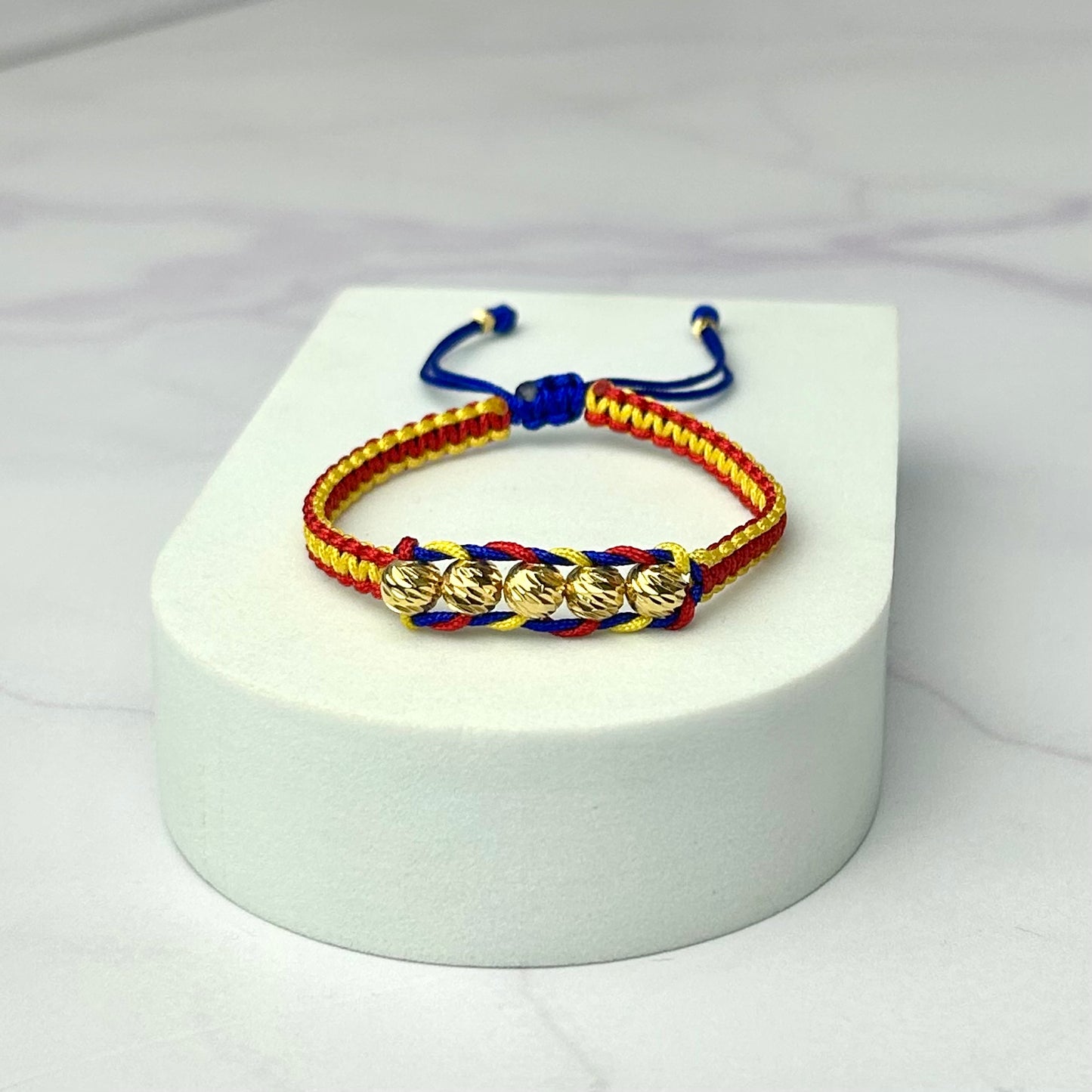 Pulsera Tricolor Balin Italy Tejido Especial Trenza Oro Laminado 18 K AZ