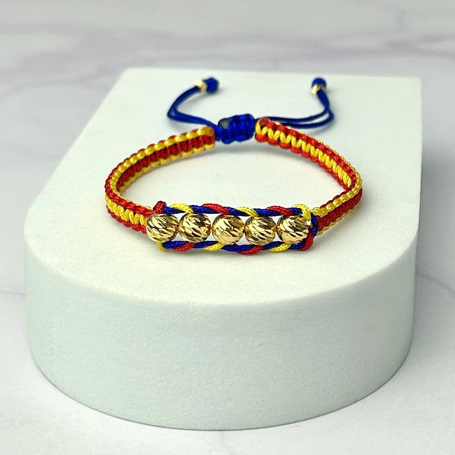 Pulsera Tricolor Balin Italy Tejido Especial Trenza Oro Laminado 18 K AZ