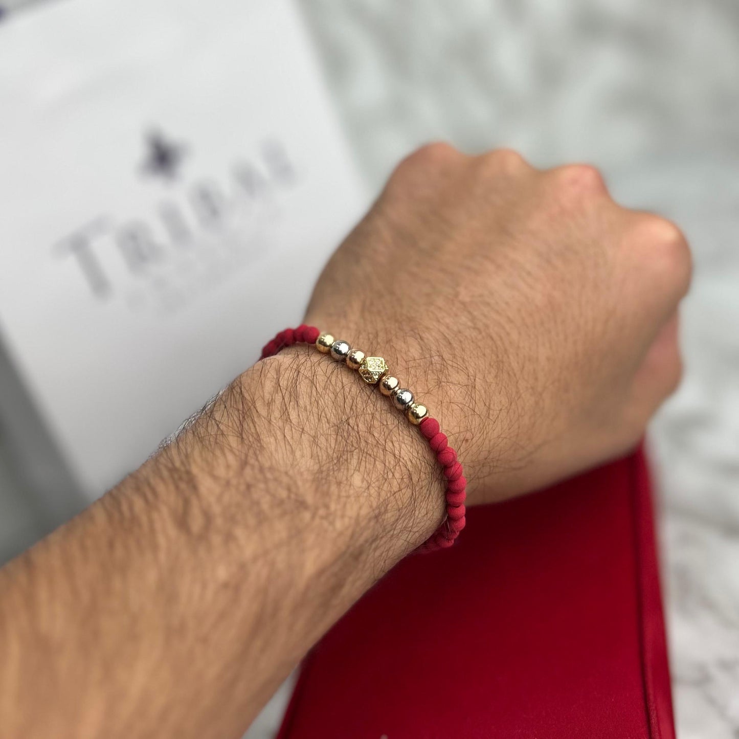 Pulsera Full Balin Mixto Tres Oros con Rombo Mini Circones Cristal Oro Laminado 18 K RJ