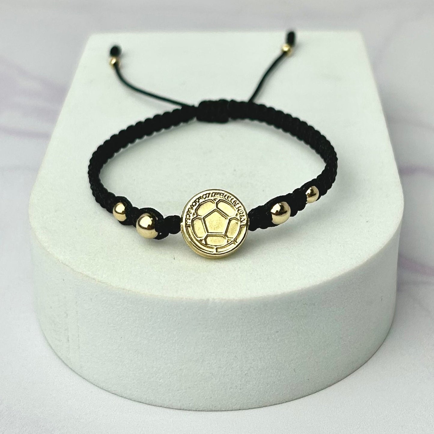 Pulsera Tejida Balin Liso Entrelazado con HRJ Selección Oro Laminado 18 k NG