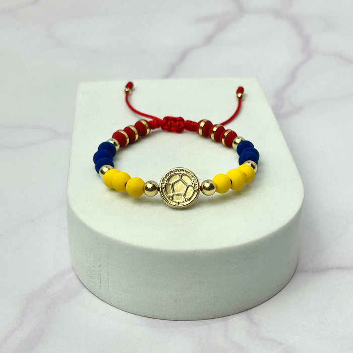Pulsera Tricolor Full Balin Liso, Neopreno Liso, Neo Especial 1 línea HRJ Balón Remarcado Oro Laminado 18 K RJ
