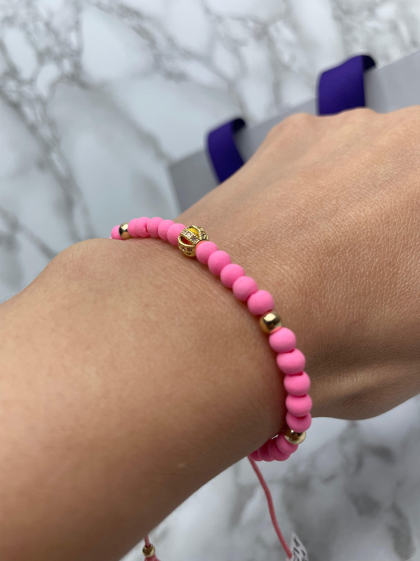 Pulsera Tejida Full Balin Neopreno, Liso y HRJ Ball Circones Oro Laminado 18 K RS
