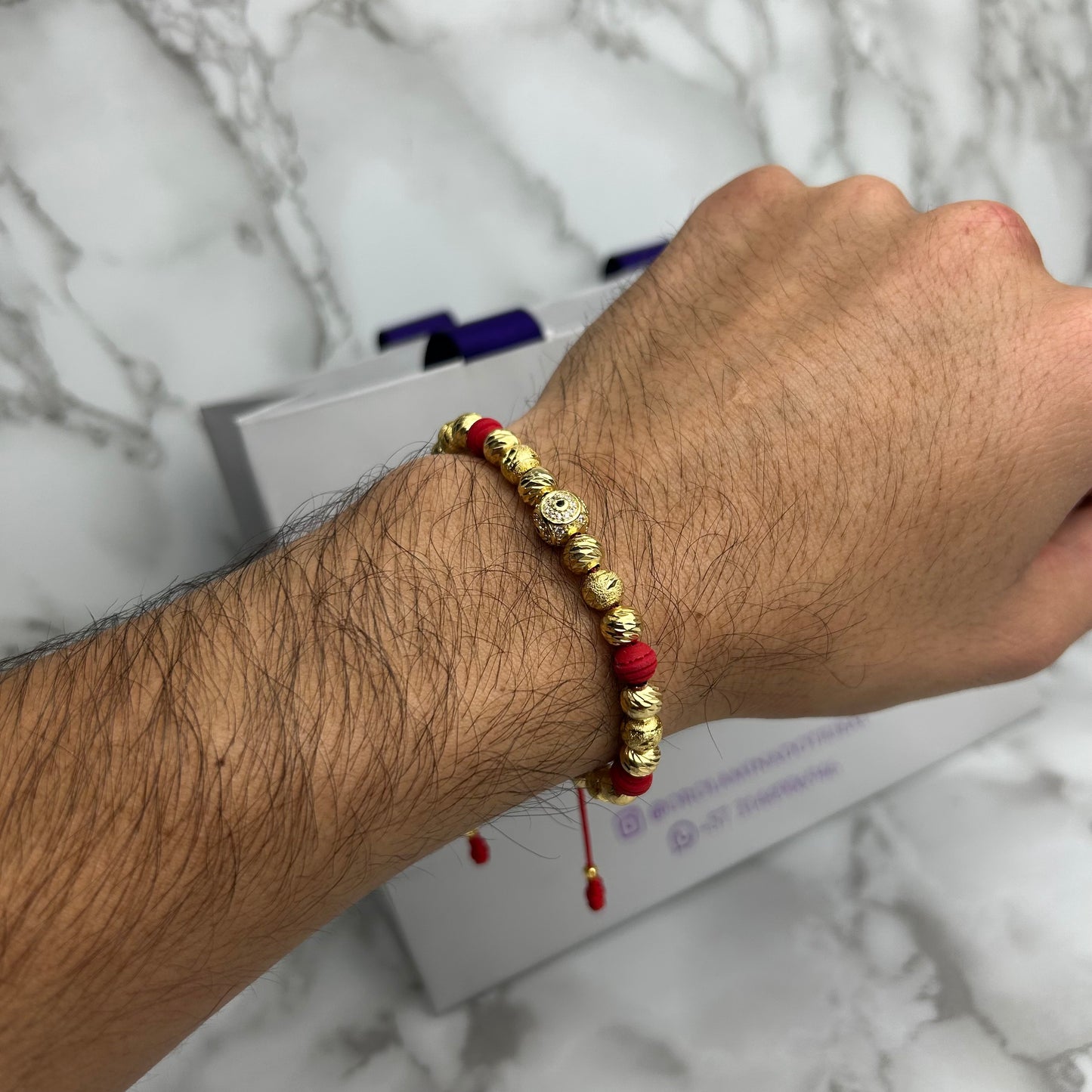 Pulsera Tejida Bola de Fuego Ojo Circones full Balin Diamantado e Italy Oro Laminado 18 K RJ