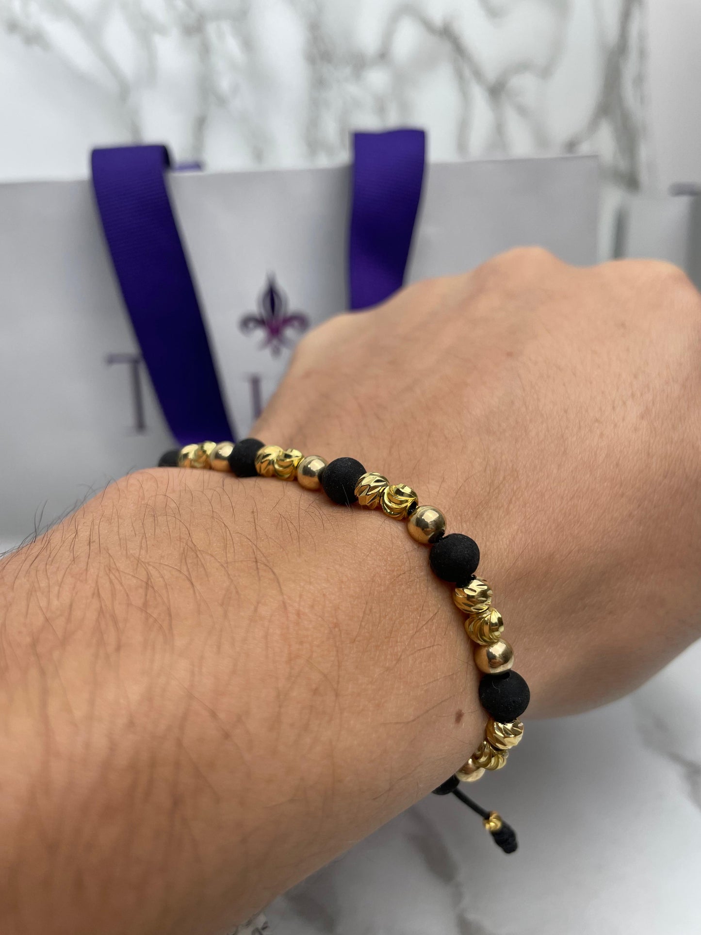 Pulsera Full Balin Mixto con Neopreno Oro Laminado 18 K NG