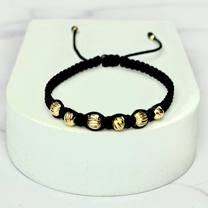 Pulsera Tejido Especial Balin Frances, Italy Balin cubierto Oro Laminado 18k NG