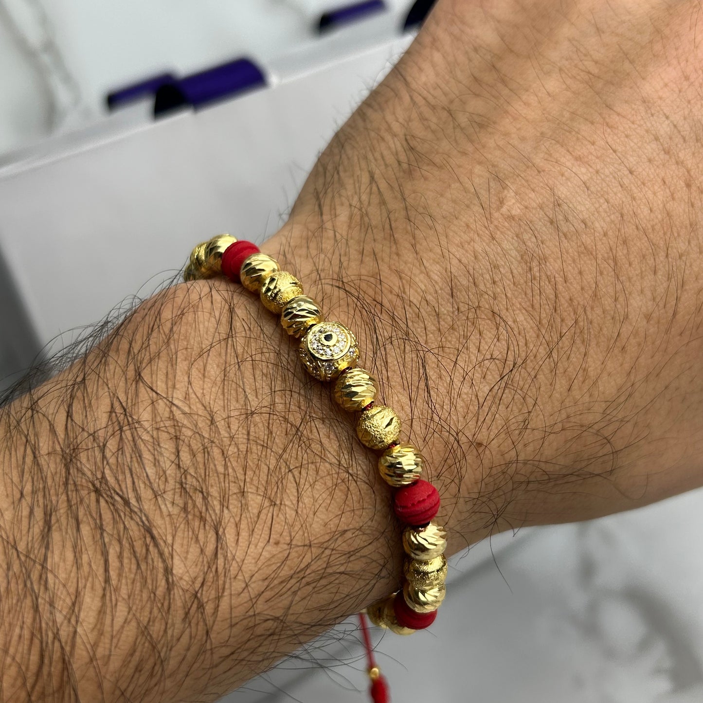 Pulsera Tejida Bola de Fuego Ojo Circones full Balin Diamantado e Italy Oro Laminado 18 K RJ