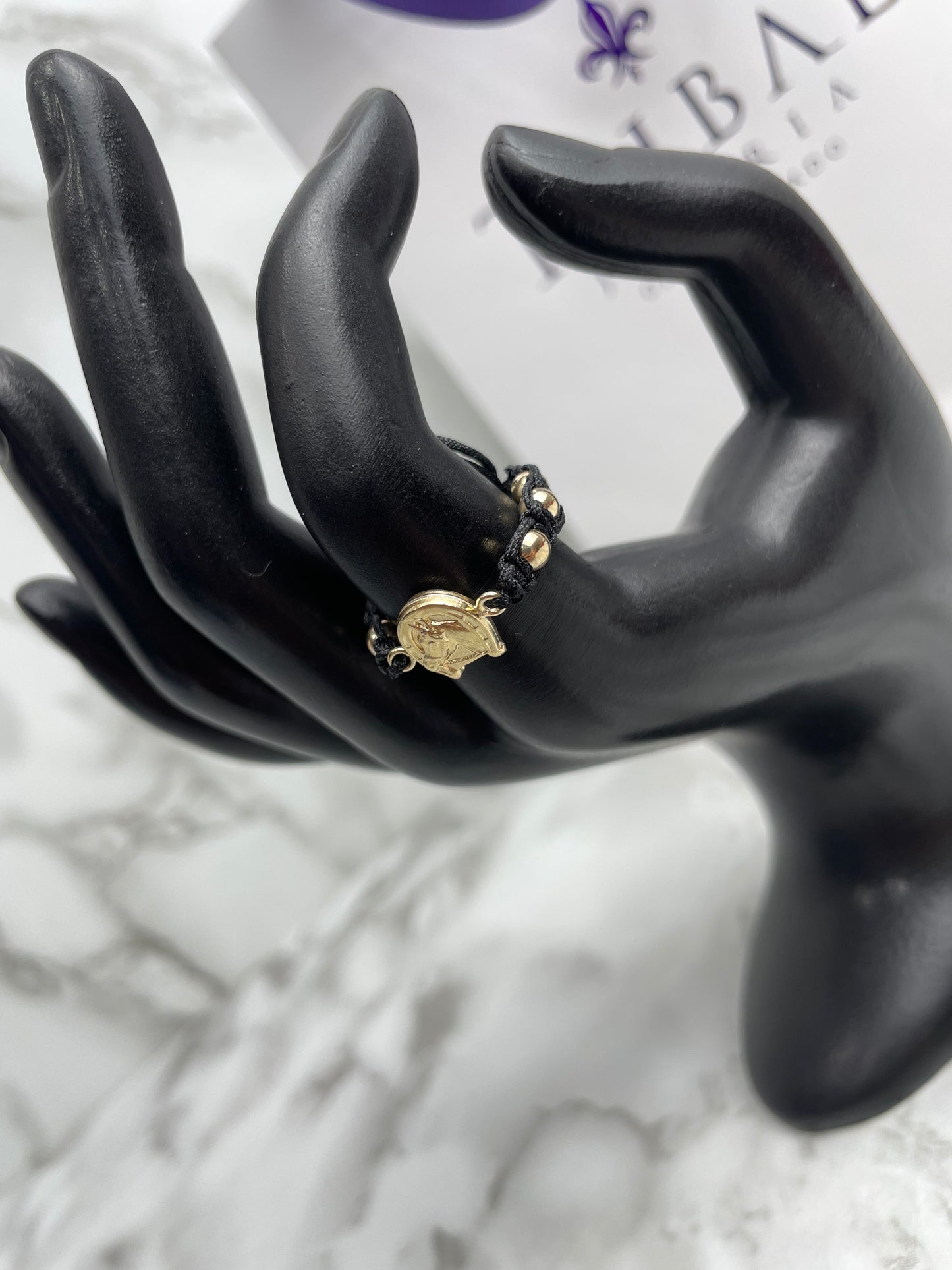 Anillo Tejido Balin con Herraje Herradura Laminado 18 k NG