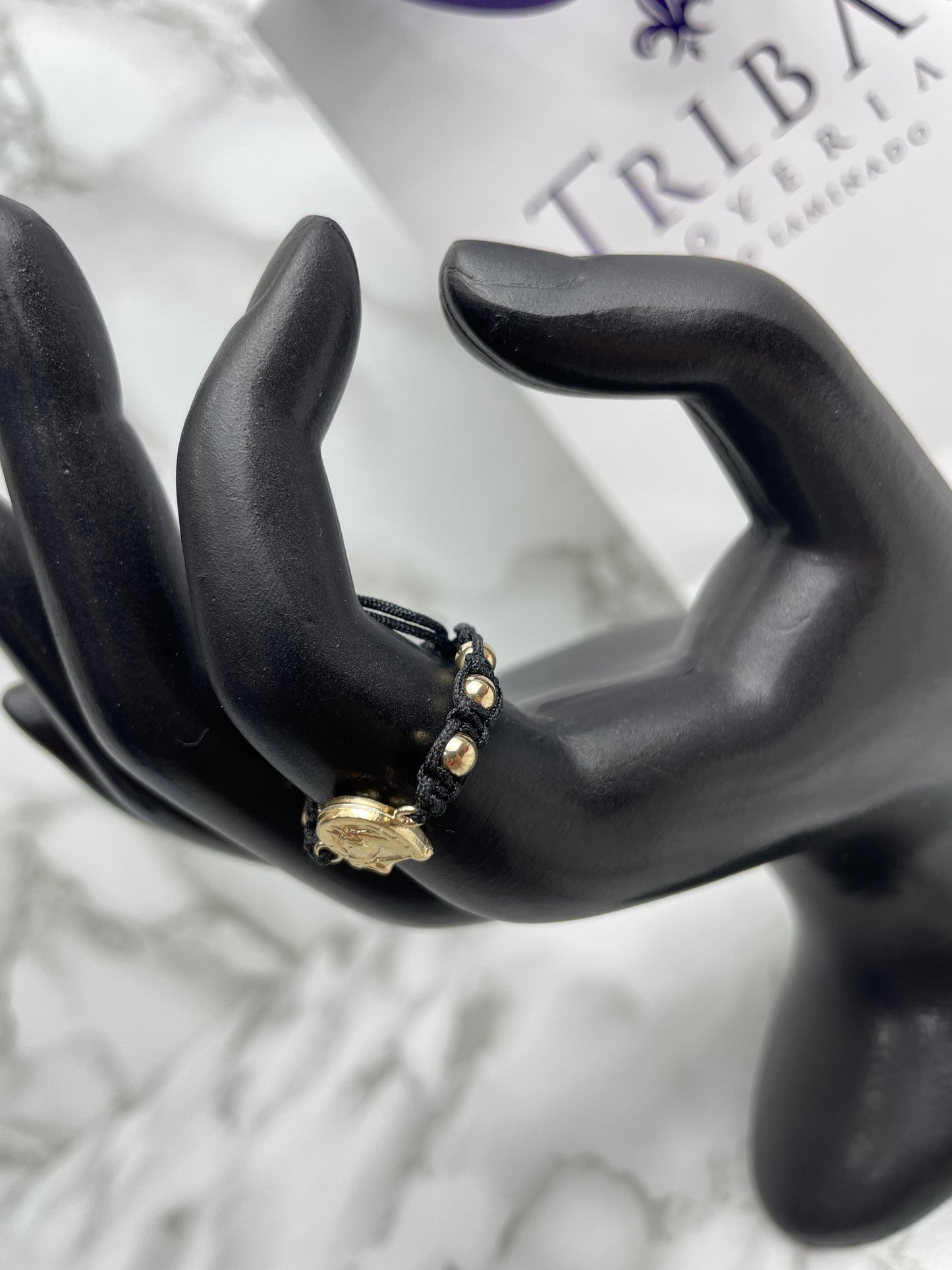 Anillo Tejido Balin con Herraje Herradura Laminado 18 k NG