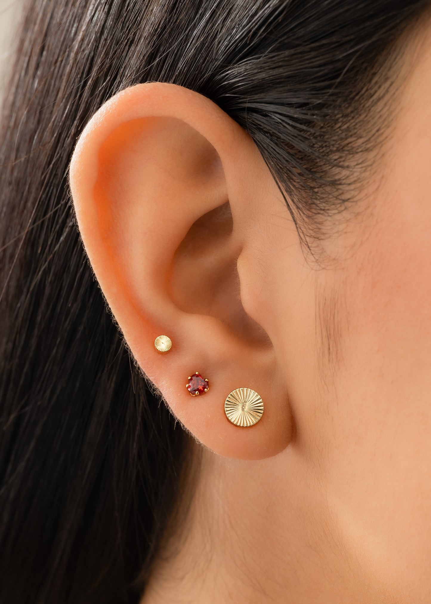 Arete Topo Circonia Corazón ROJO