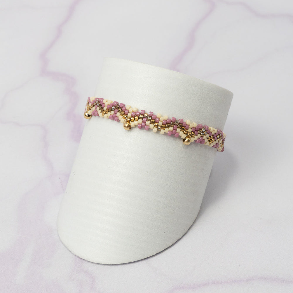Pulsera Full Miyuki Corona Balin Liso Dorado Oro Laminado 18k LL, BG