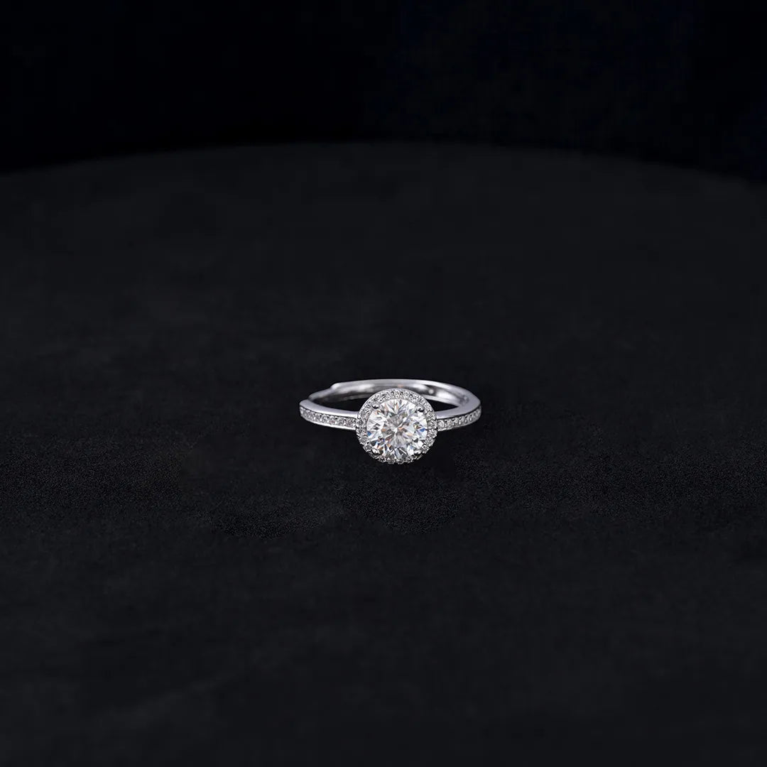 Anillo Plata Halo Round ajustable