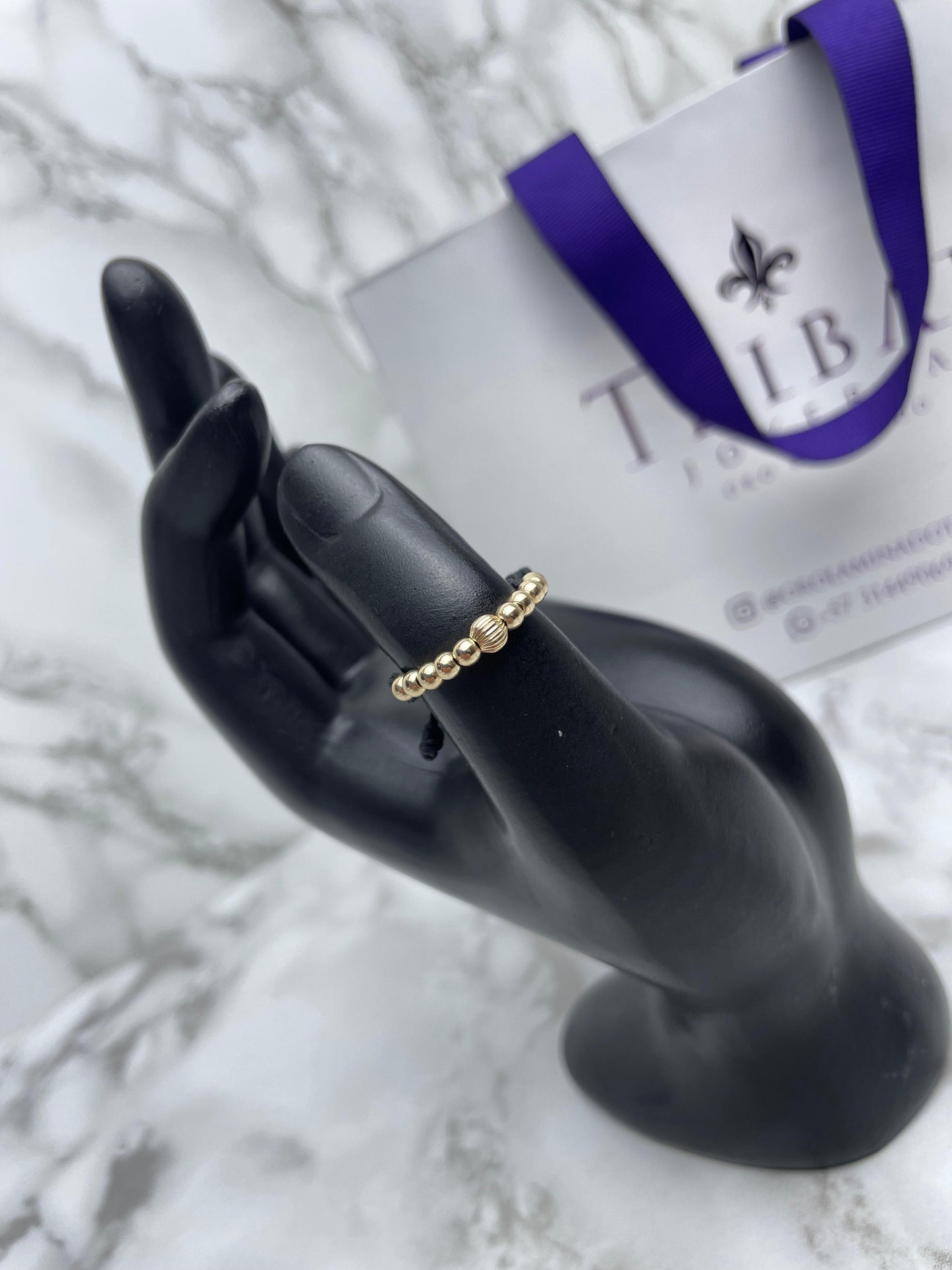 Anillo Tejido Balin Liso y Ranurado 1 Carril Oro Laminado 18 K NG