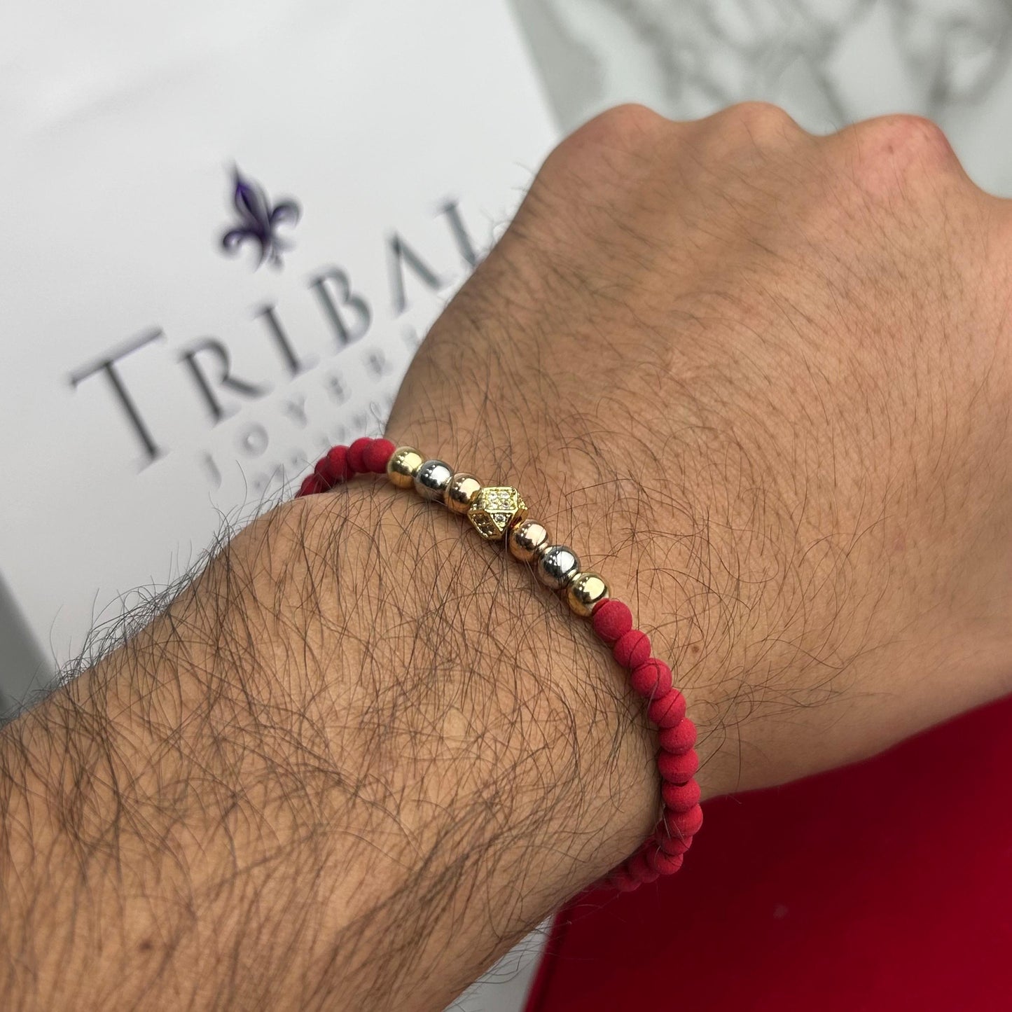 Pulsera Full Balin Mixto Tres Oros con Rombo Mini Circones Cristal Oro Laminado 18 K RJ