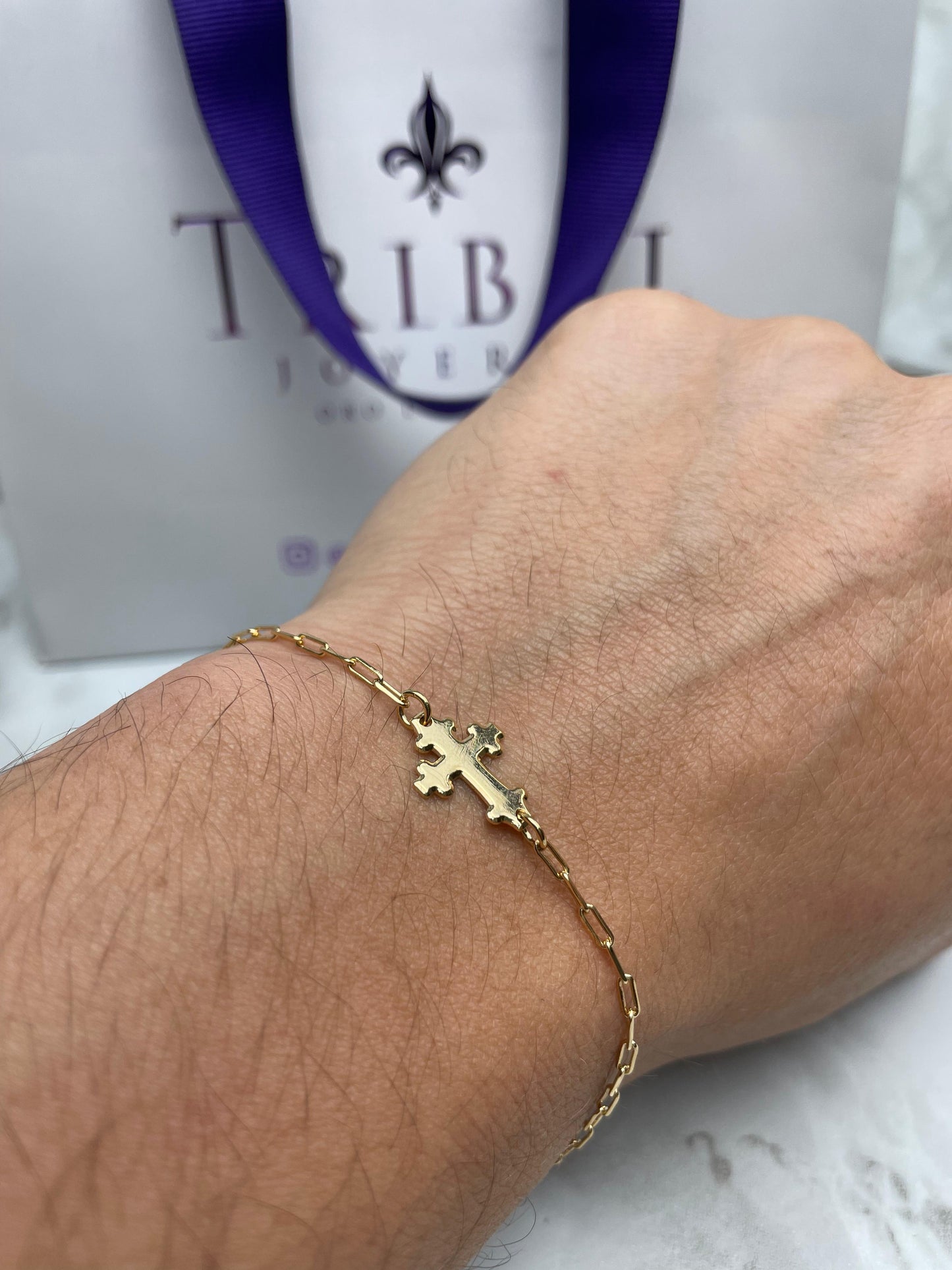 Pulsera Eslabon Cruz Griega 20cm