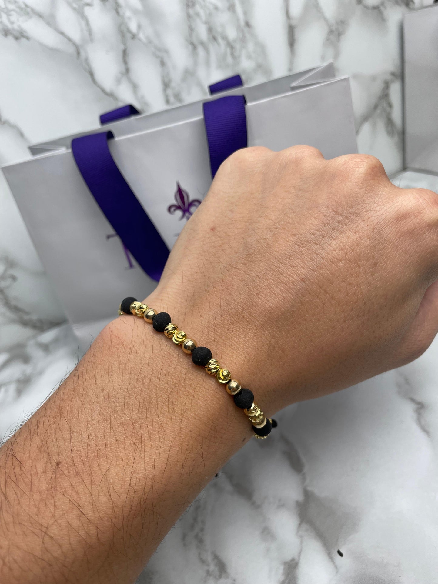 Pulsera Full Balin Mixto con Neopreno Oro Laminado 18 K NG