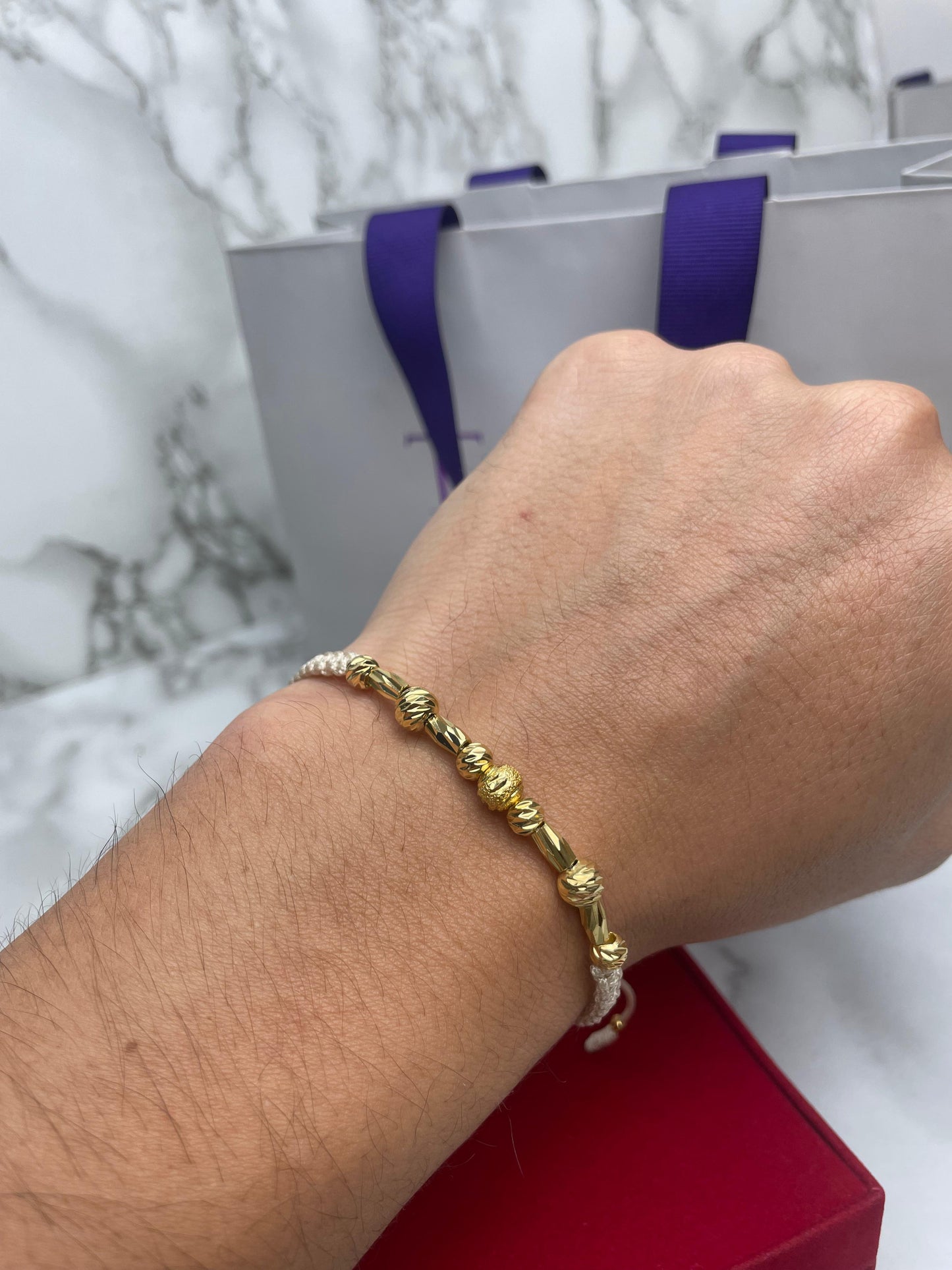 Pulsera Tejida Balin Italy, Diamantado y Canutillo Oro Laminado 18 K BG