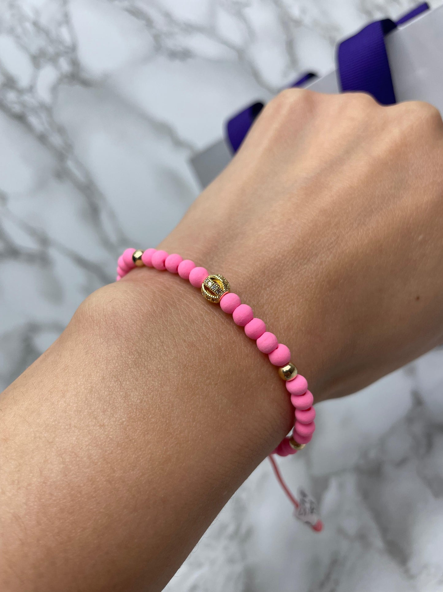 Pulsera Tejida Full Balin Neopreno, Liso y HRJ Ball Circones Oro Laminado 18 K RS