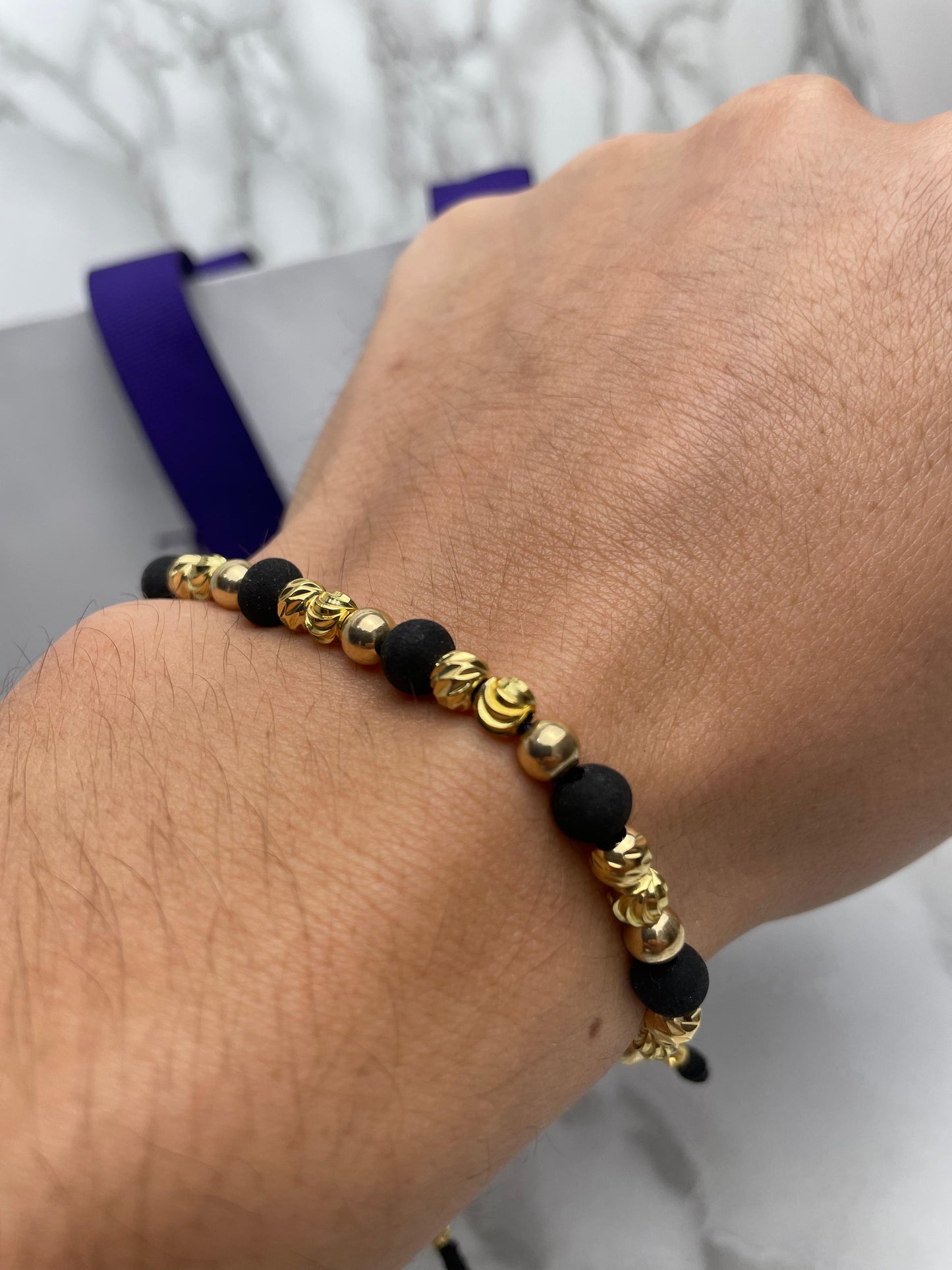 Pulsera Full Balin Mixto con Neopreno Oro Laminado 18 K NG