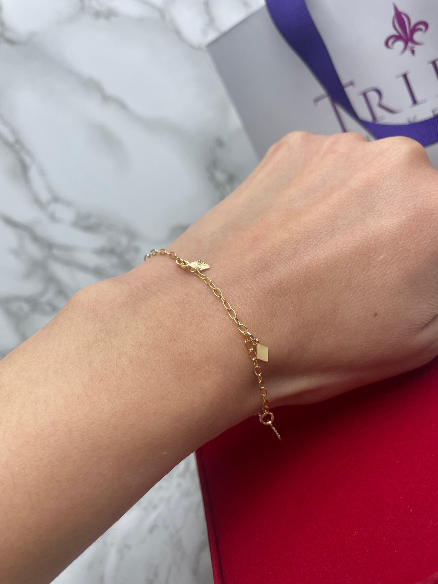 Pulsera Rombo Punto de Oro 18 cm