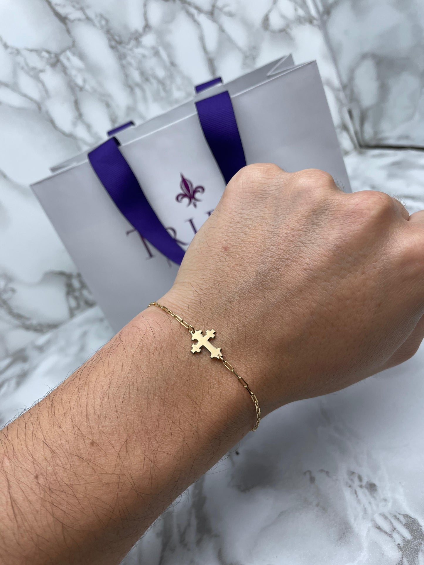 Pulsera Eslabon Cruz Griega 20cm