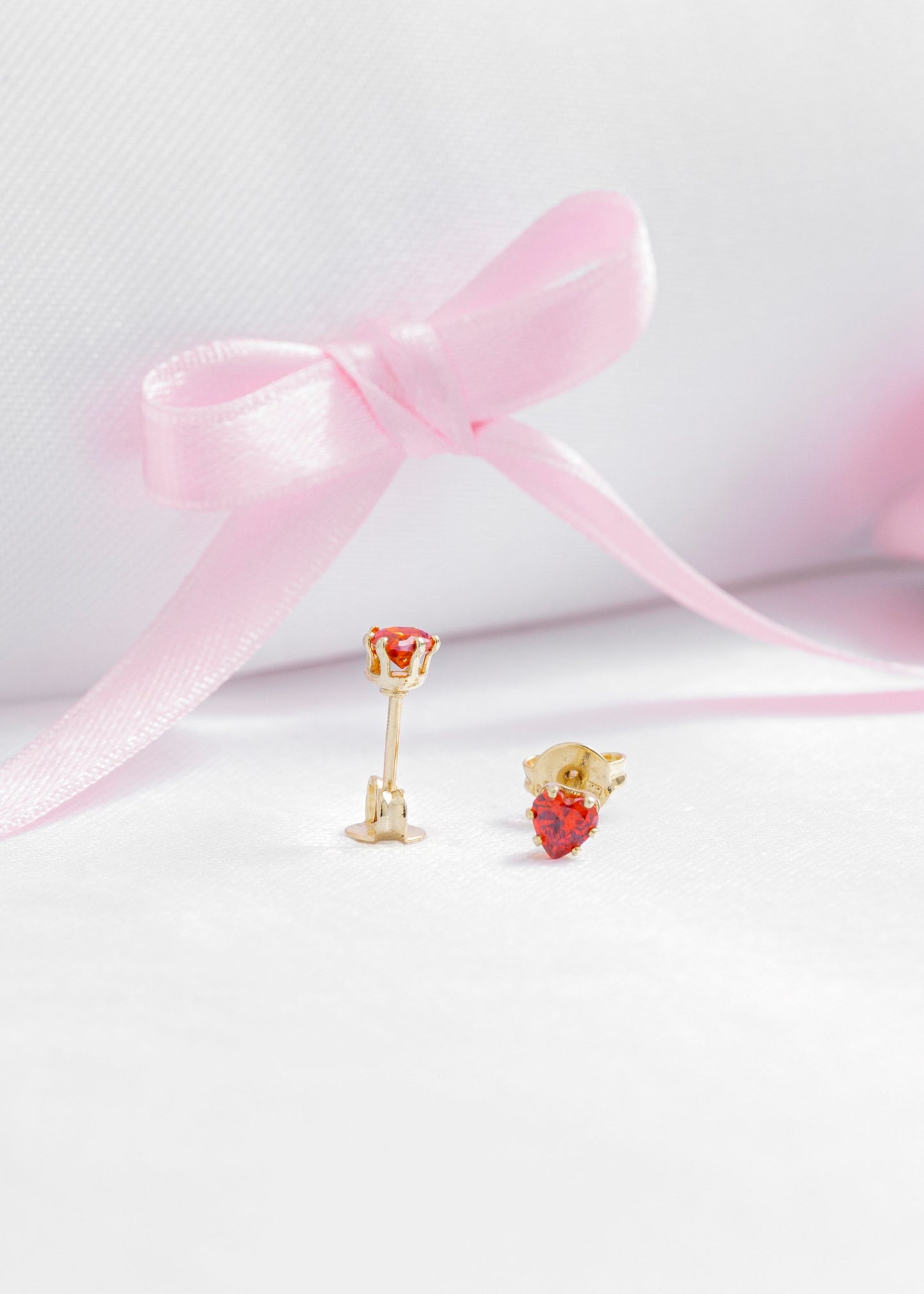 Arete Topo Circonia Corazón ROJO