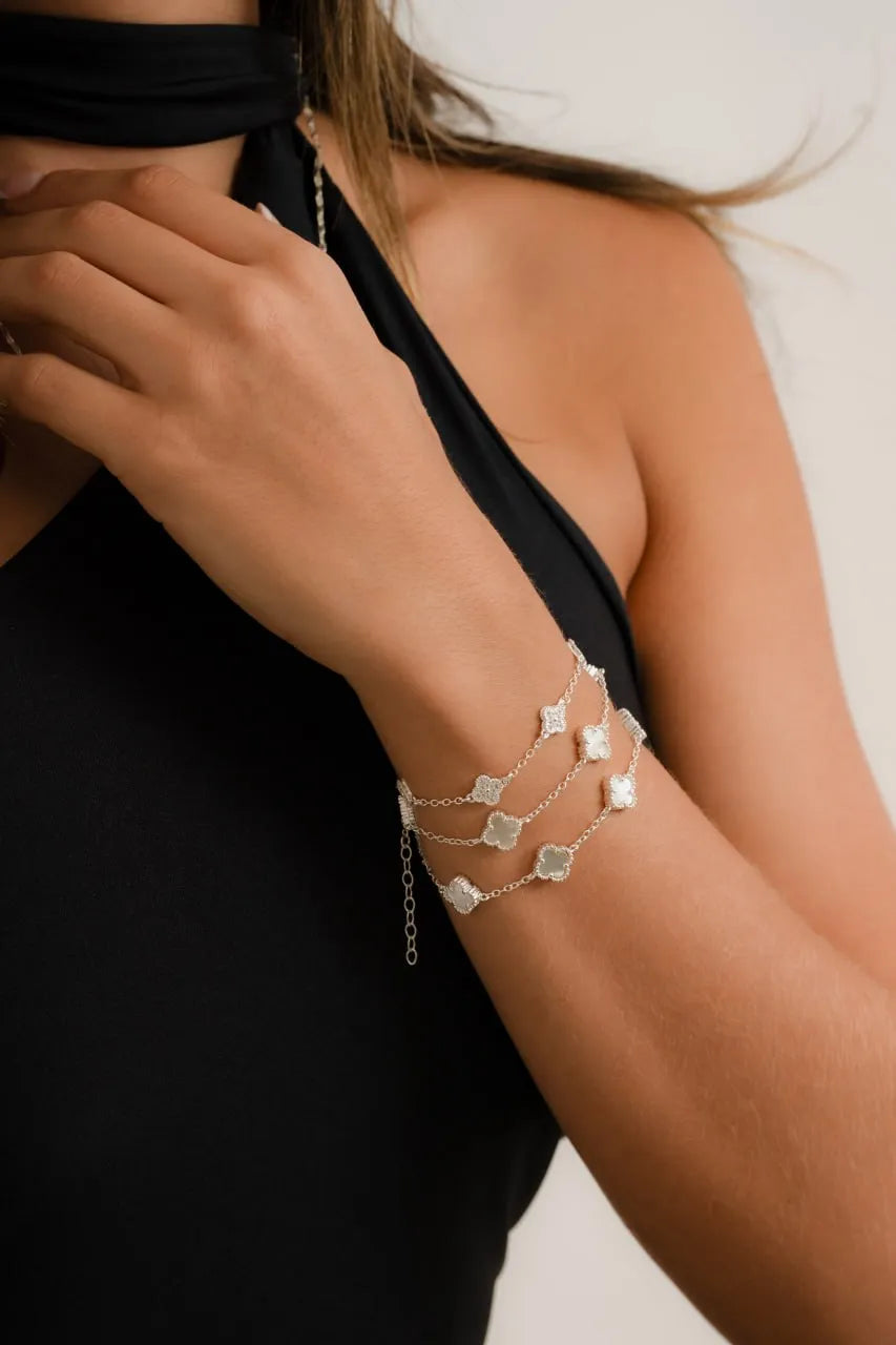 Pulsera Clover Nacar 0.7 mm 15.5 cm Plata 925