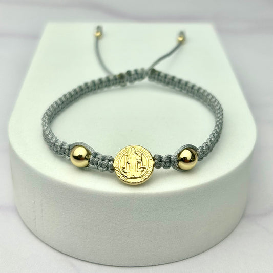 Pulsera Tejida Balin Liso Dorado Recubierto Hrj San Benito ORL18K Gr