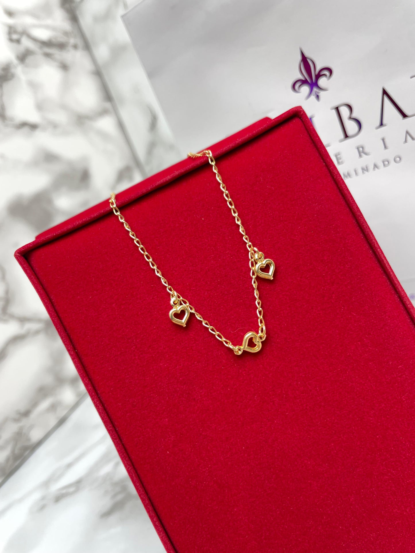 Tobillera Alterna Silueta Corazones 28 cm