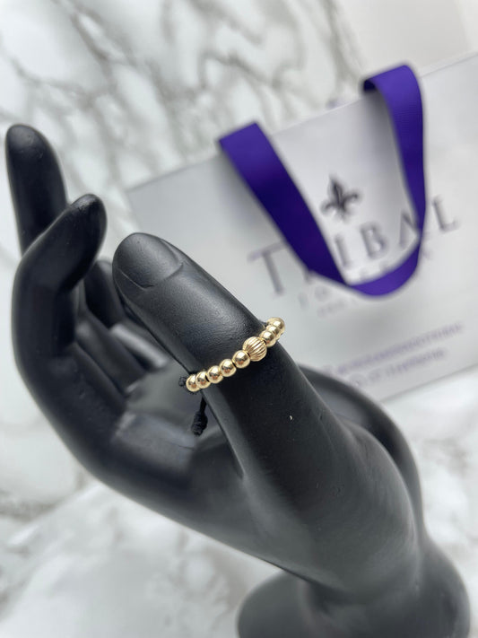 Anillo Tejido Balin Liso y Ranurado 1 Carril Oro Laminado 18 K NG