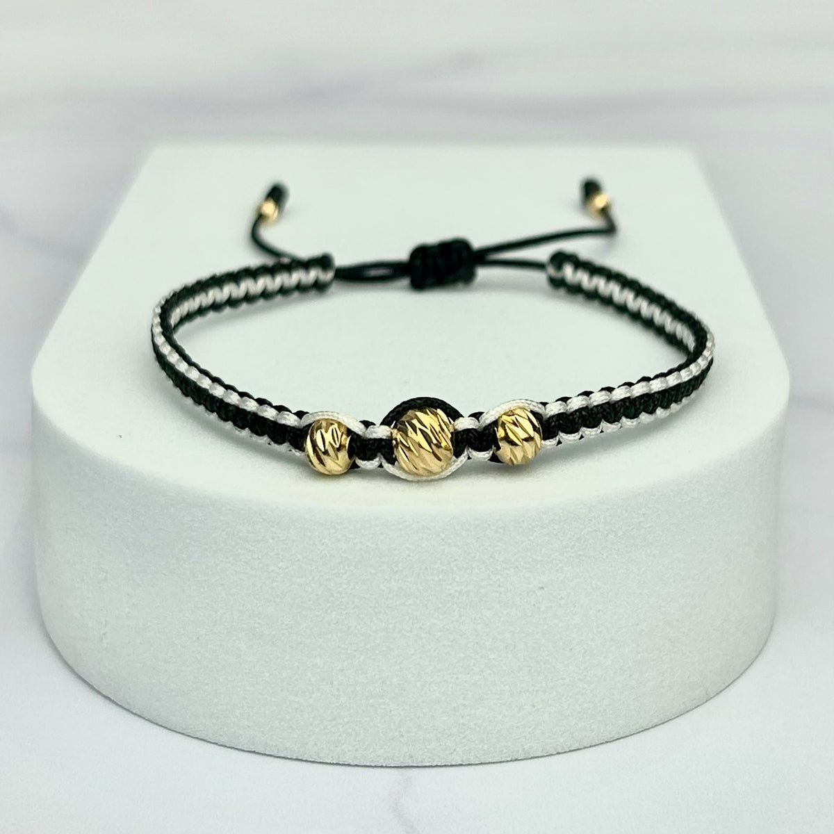 Pulsera Tejida Bicolor Balin Italy Recubierto ORL18K Ng y BL