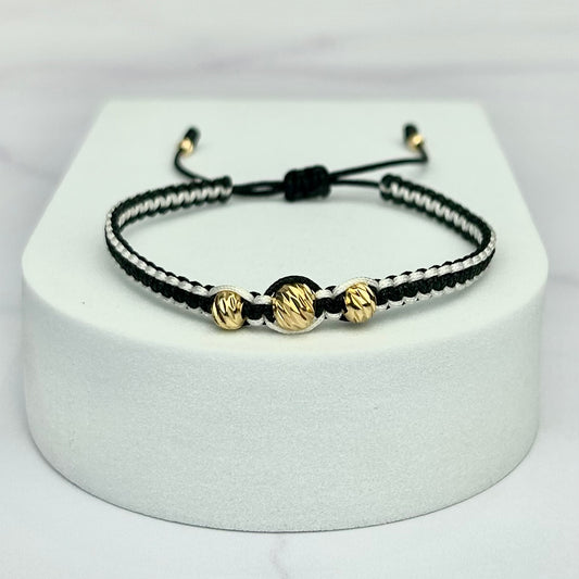 Pulsera Tejida Bicolor Balin Italy Recubierto ORL18K Ng y BL