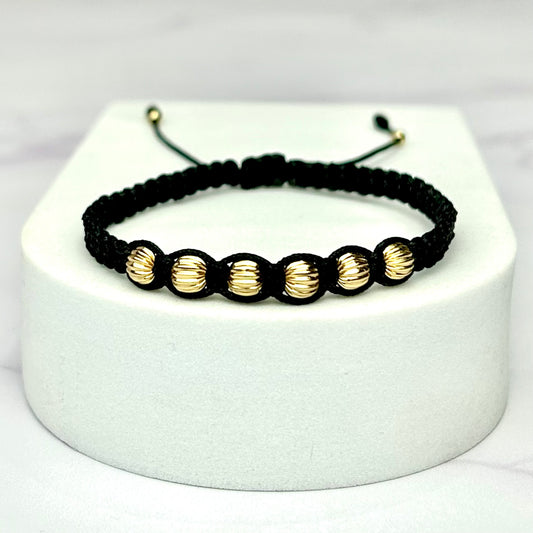 Pulsera Tejida Balin Recubierto Frances Oro Laminado 18 k NEGRA