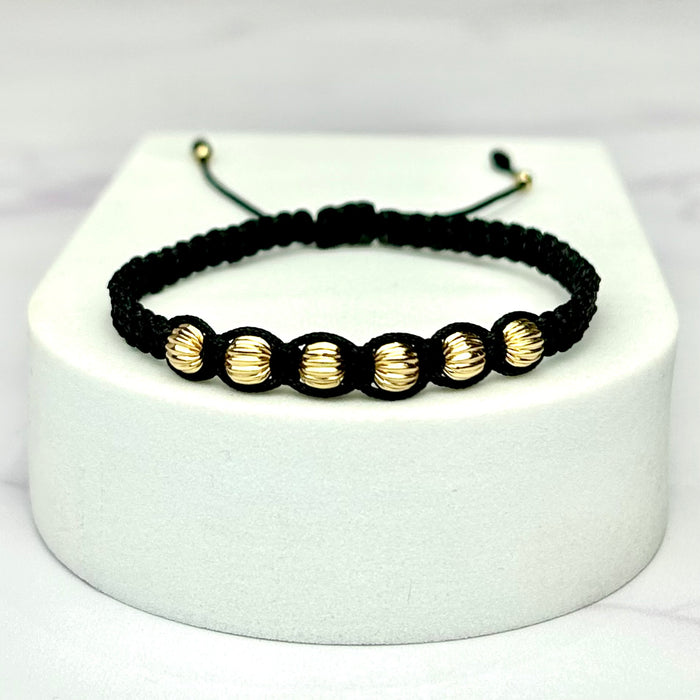 Pulsera Tejida Balin Recubierto Frances Oro Laminado 18 k NEGRA