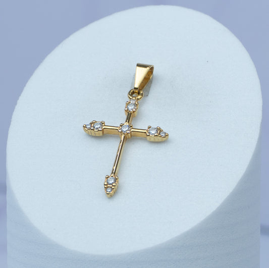 Dije Cruz Tubular 9 Circonias Cristal