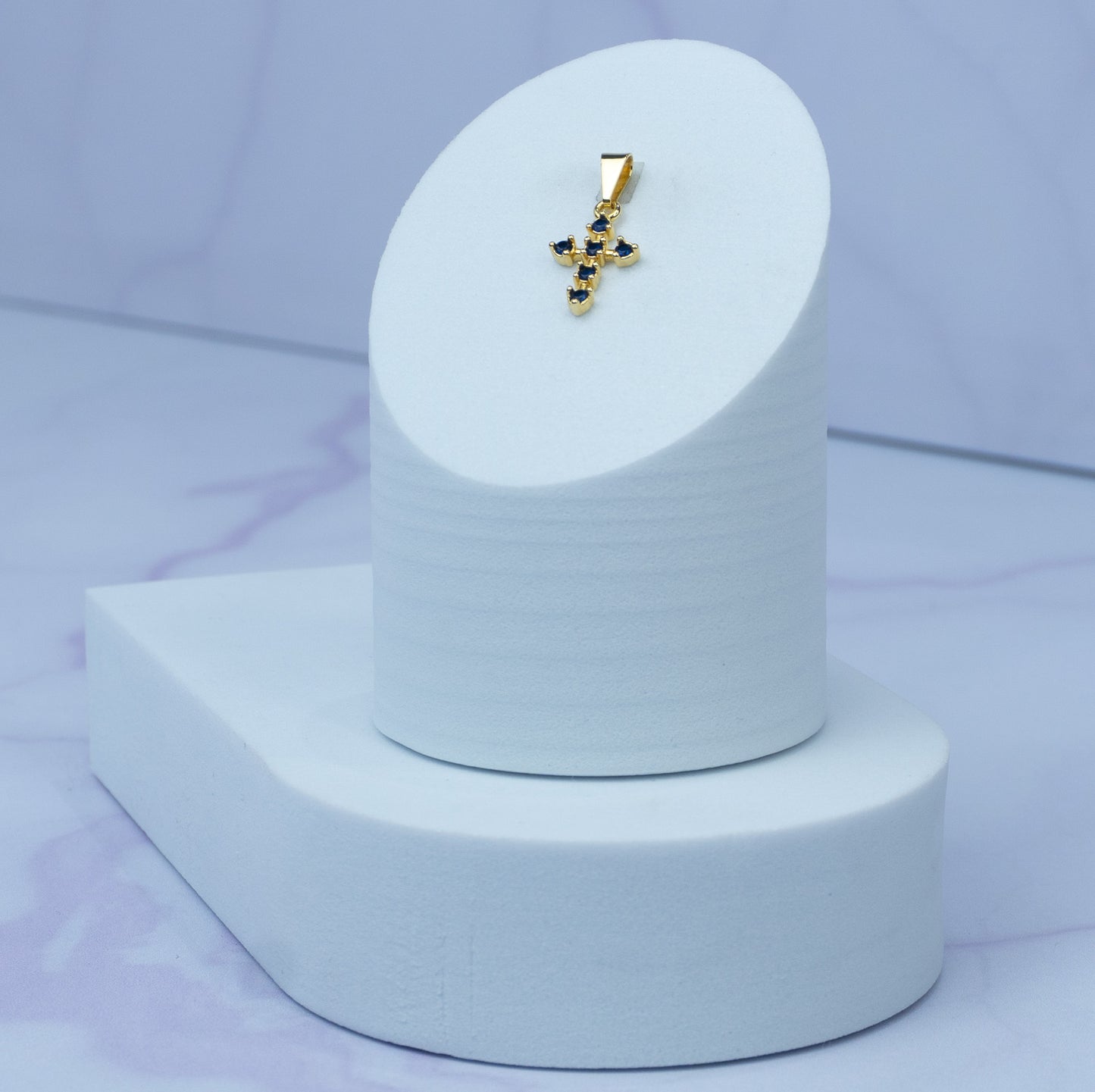 Dije Cruz 6 Circonias Azul