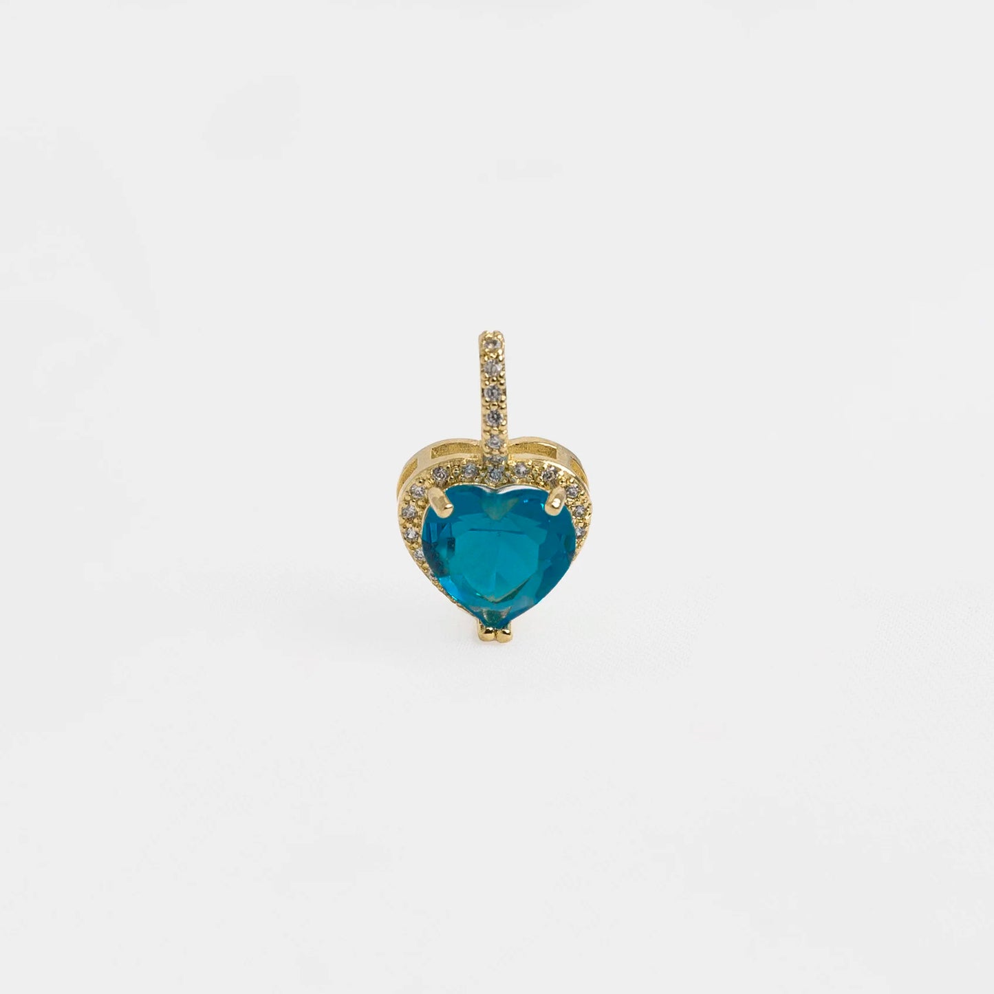 Dije Corazón Grande Circon Azul y Cristal