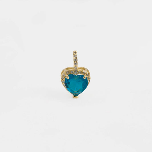 Dije Corazón Grande Circon Azul y Cristal