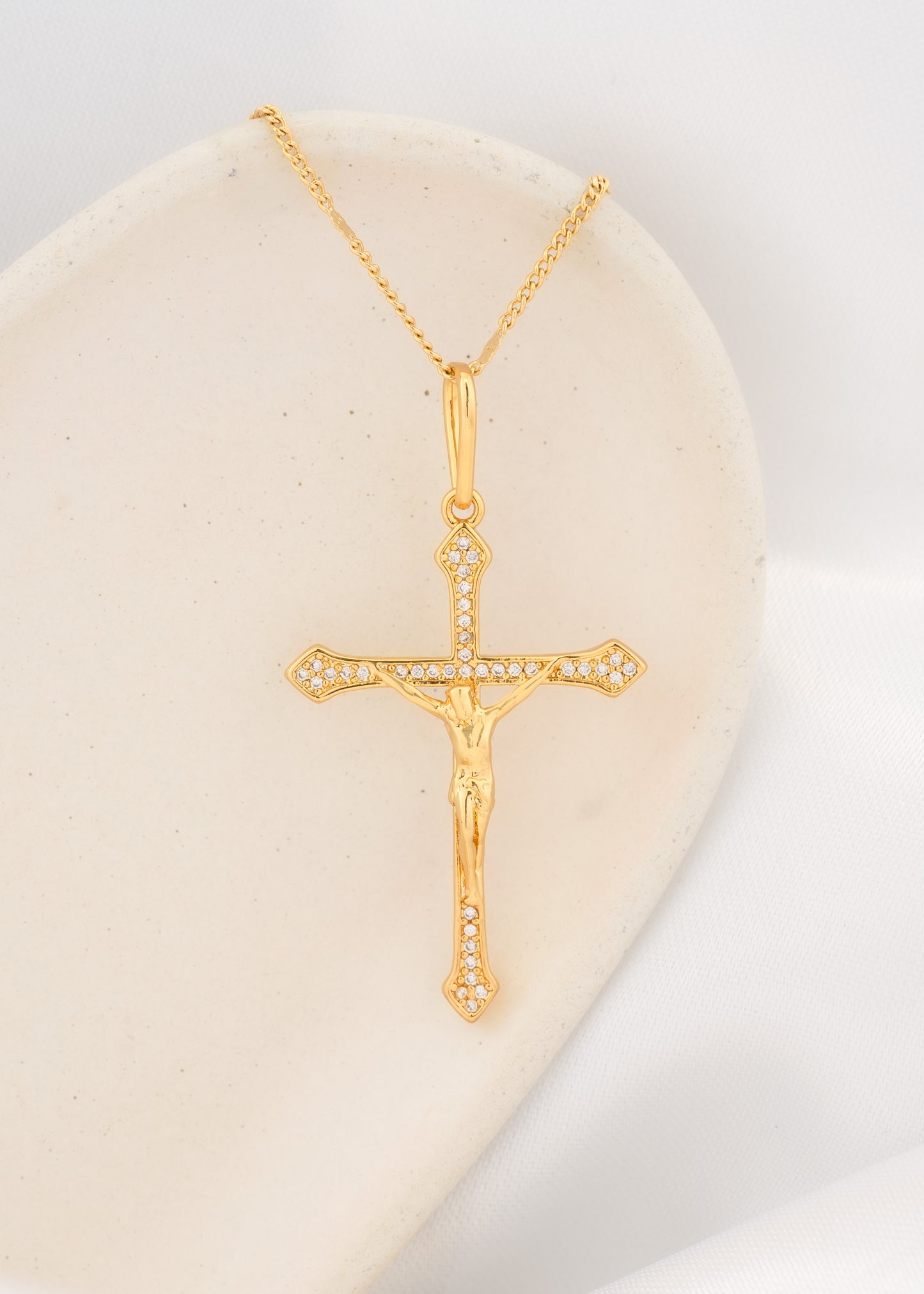 Dije Cruz Cristo Circonias 4 cm