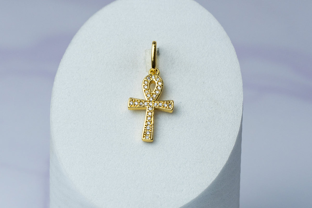 Dije Cruz Ankh circones cristal