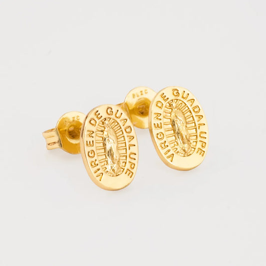 Arete Tipo Topo Virgen de Guadalupe 9 mm Remarcado