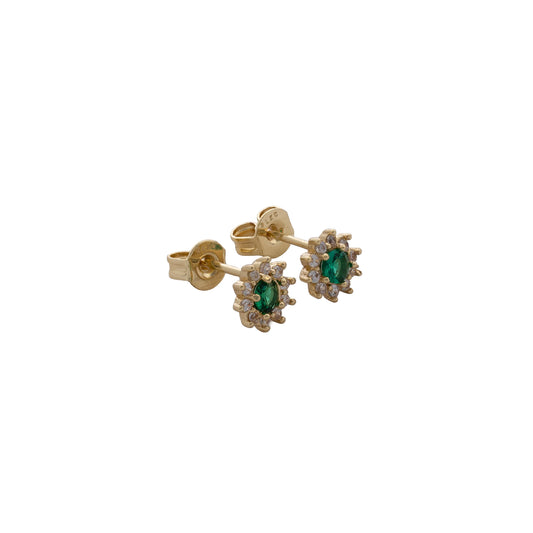 Arete Tipo Topo Green Fleur 6 mm Circones Cristal, Verde