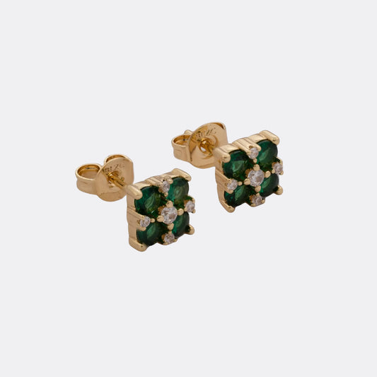 Arete Tipo Topo Fleur Imperiale Circones Cristal y Verde