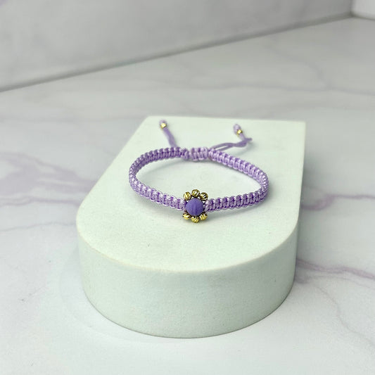 Pulsera Tejida Margarita Balin Neopreno e Italy Oro Laminado 18 k Lila