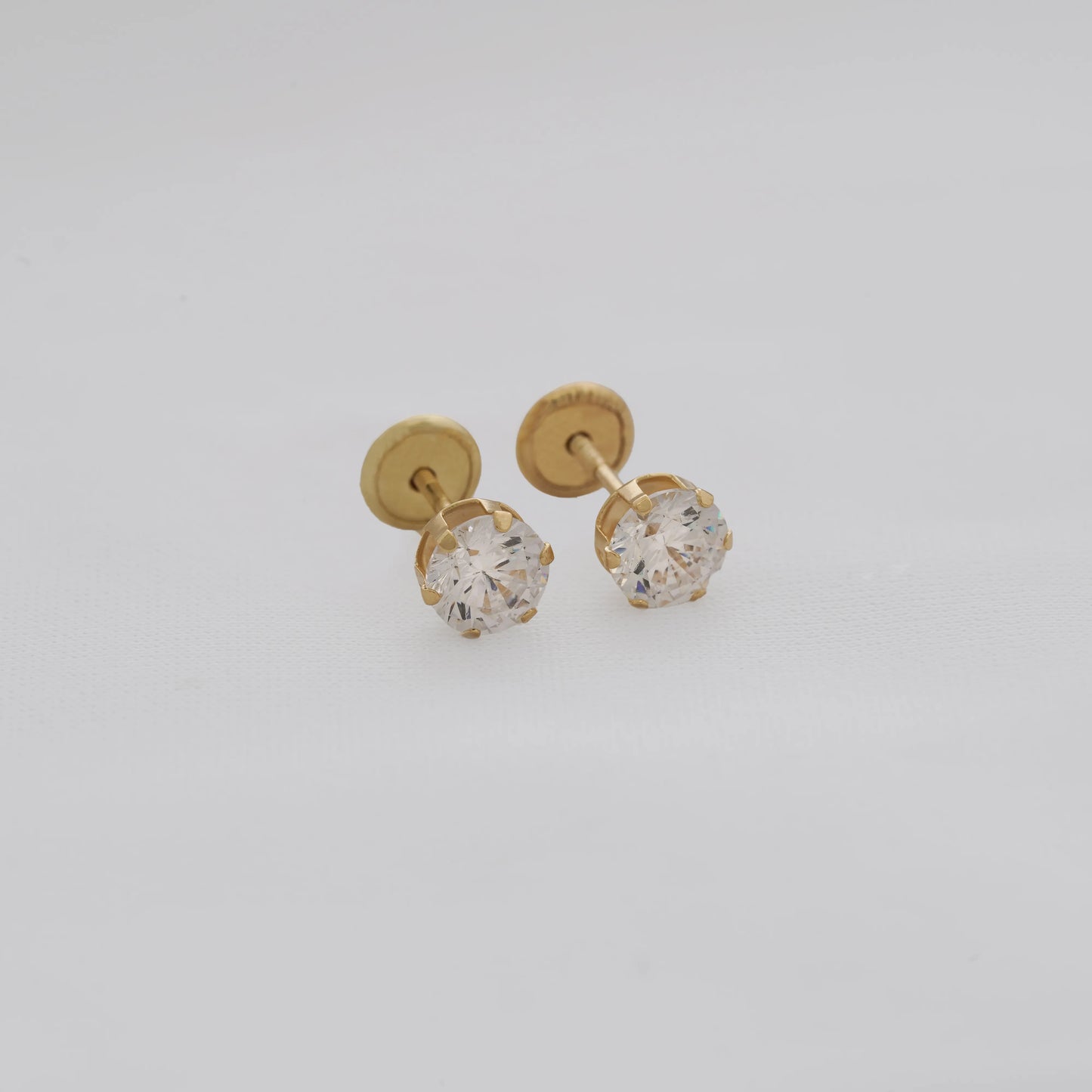 Arete Tipo Topo Solitario SB 6 MM Circón cristal